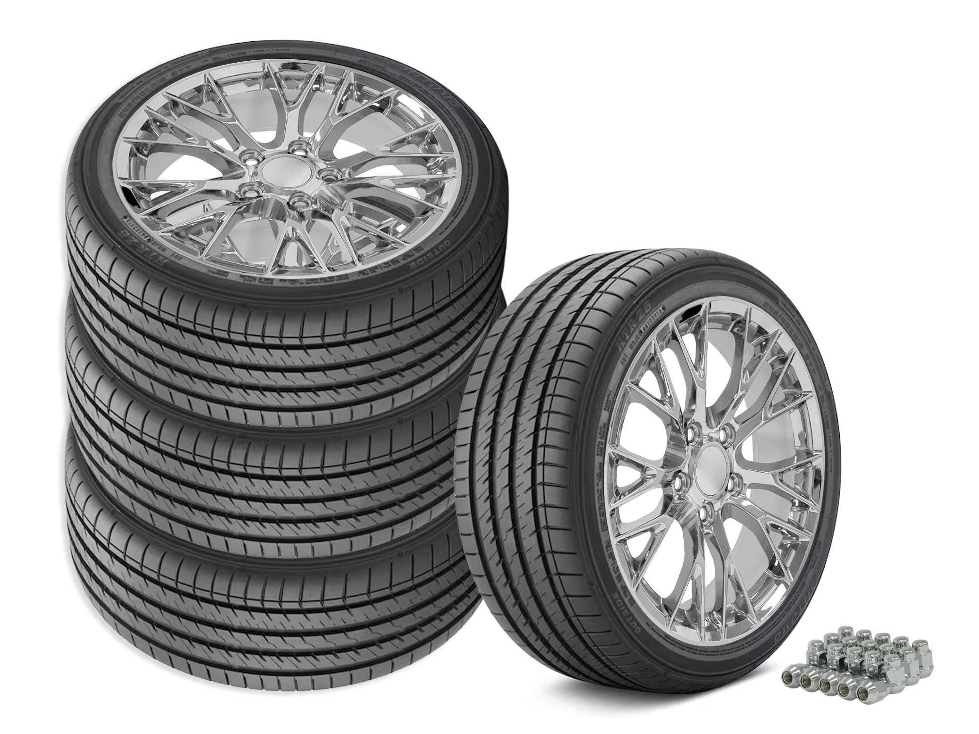 644364 1988-1996 C7 Z06 stijl Staggered Fitment wiel & band Set Chrome
