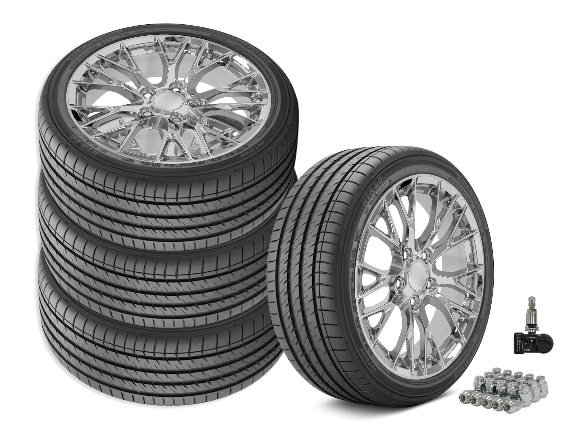 646704 2005-2013 C7 Z06 stijl Staggered wiel & band set Chrome