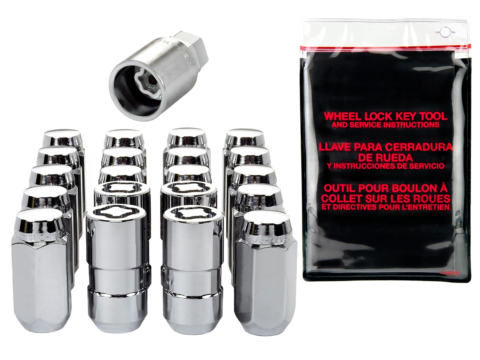 648162 2020-2024 C8 Corvette McGard Chrome Cone stoel Lock & Lug Nut set