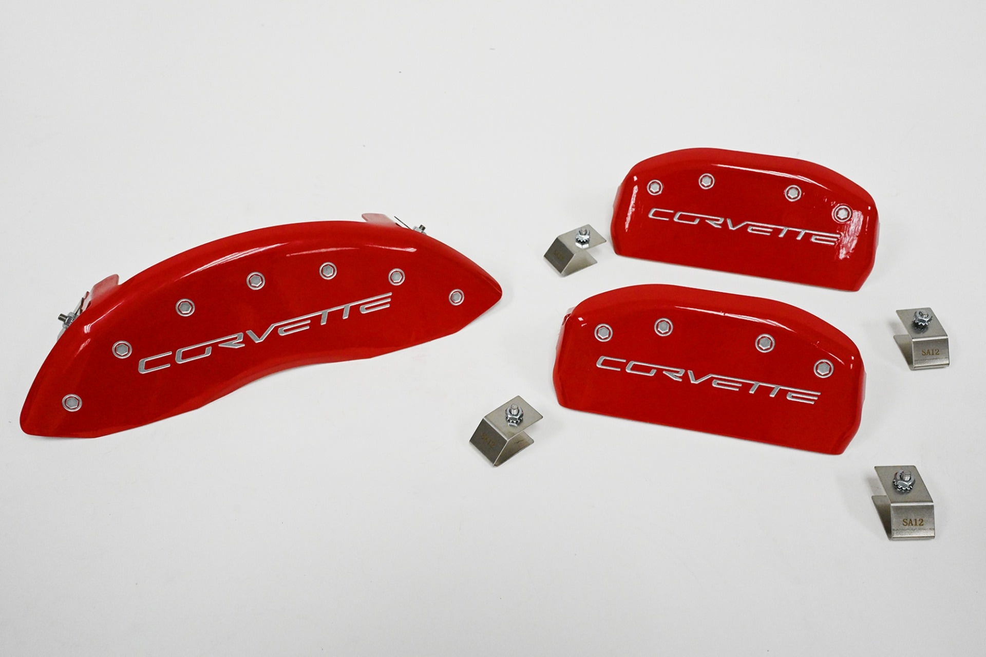 703535 2005-2013 rem remklauw afdekkingen-aluminium rood w/ Corvette Lettering (behalve GS/Z06/ZR1)