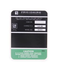 262127 67 AC Compressor Frigidaire Decal