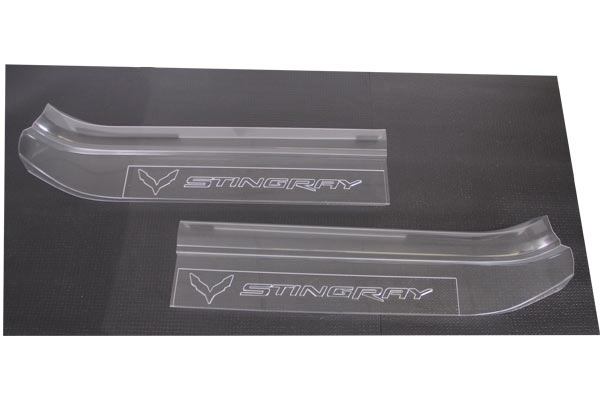 107553 14-19 Clear Door Sill Cover With Stingray Logo
